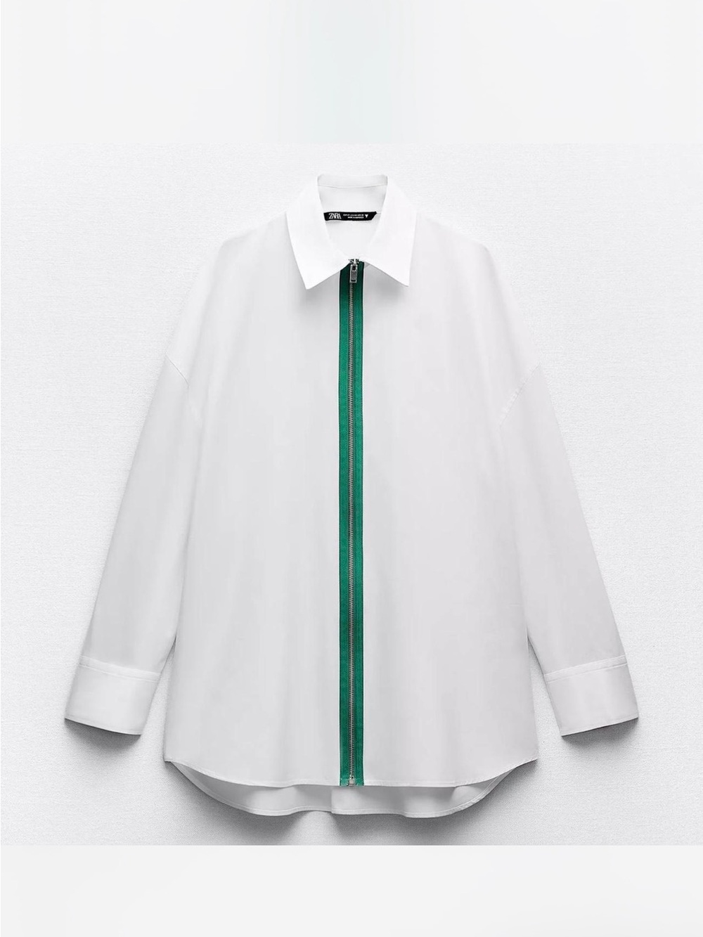 ZW White Shirt with Green Zip Trim